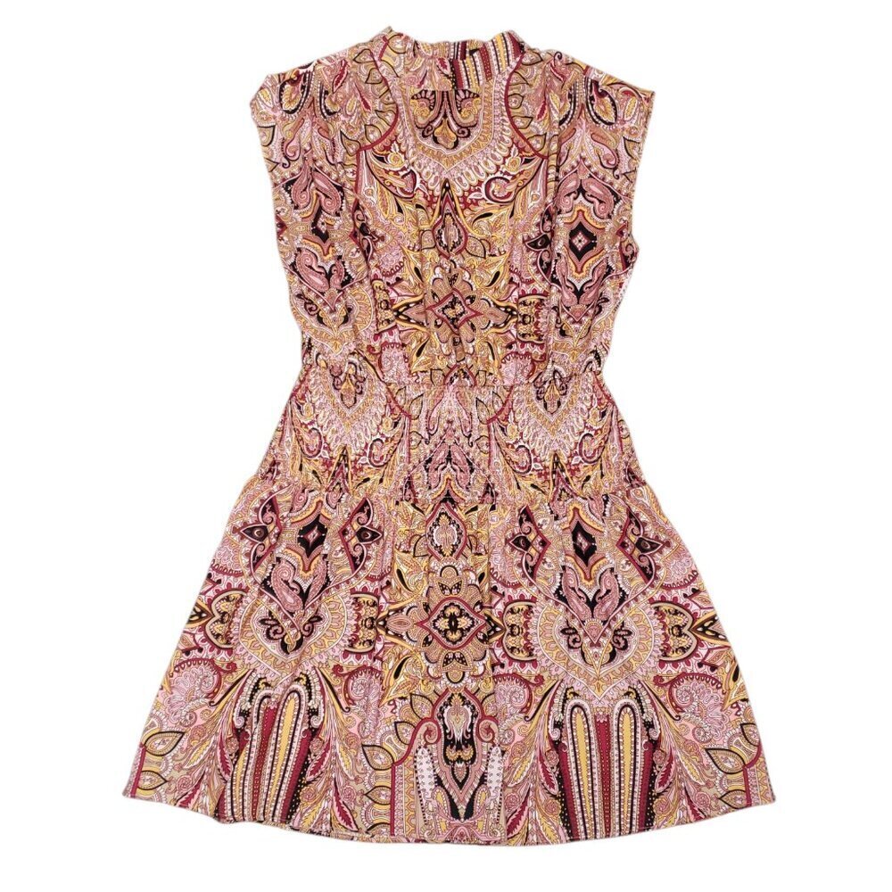 Express Womens Cap Sleeve Multicolor Paisley Print Dress Medium - Picture 3 of 9